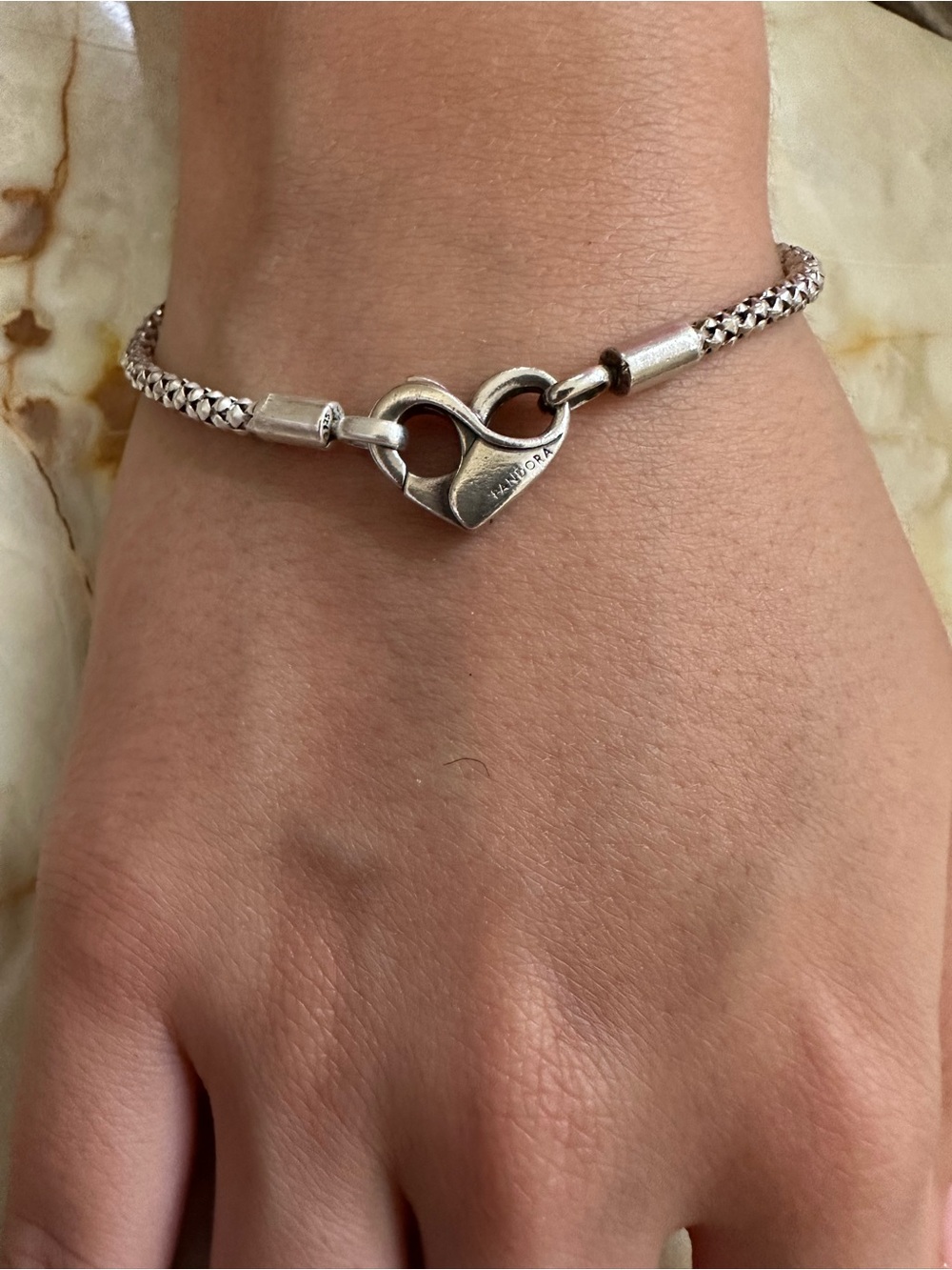 Pandora Silver Heart Clasp Bracelet - Silver